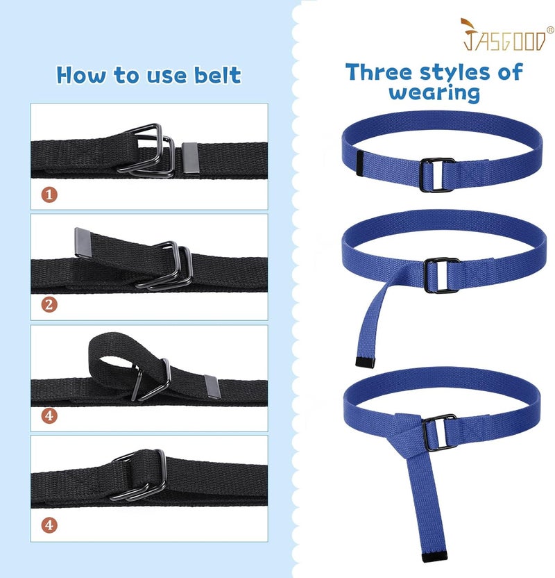 Jas. Good 2 Pack Boys Belts,Kids Canvas Belts Football Baseball Belt with Double Ring Buckle for Softball Pants Jeans - Image 3